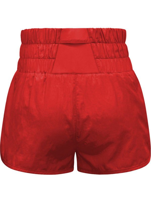 Sporty Shorts- Women's Smocked Waistband Workout Shorts- - Chuzko Women Clothing