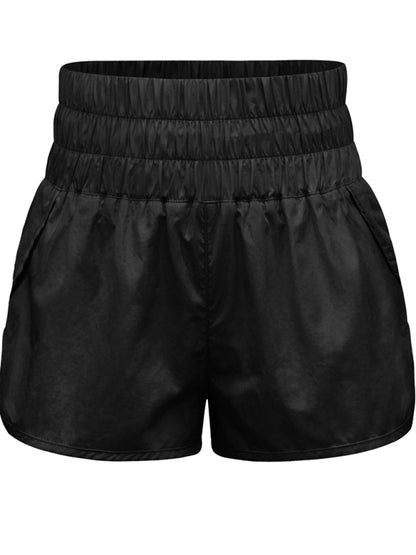 Sporty Shorts- Women's Smocked Waistband Workout Shorts- - Chuzko Women Clothing