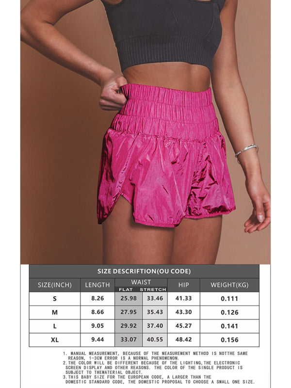 Sporty Shorts- Women's Smocked Waistband Workout Shorts- - Chuzko Women Clothing