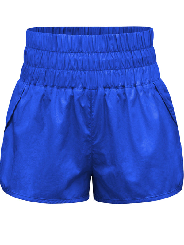 Sporty Shorts- Women's Smocked Waistband Workout Shorts- - Chuzko Women Clothing