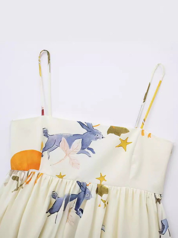 Summer Dresses- Empire Swing Silhouette Summer Print Cami Dress- - Chuzko Women Clothing