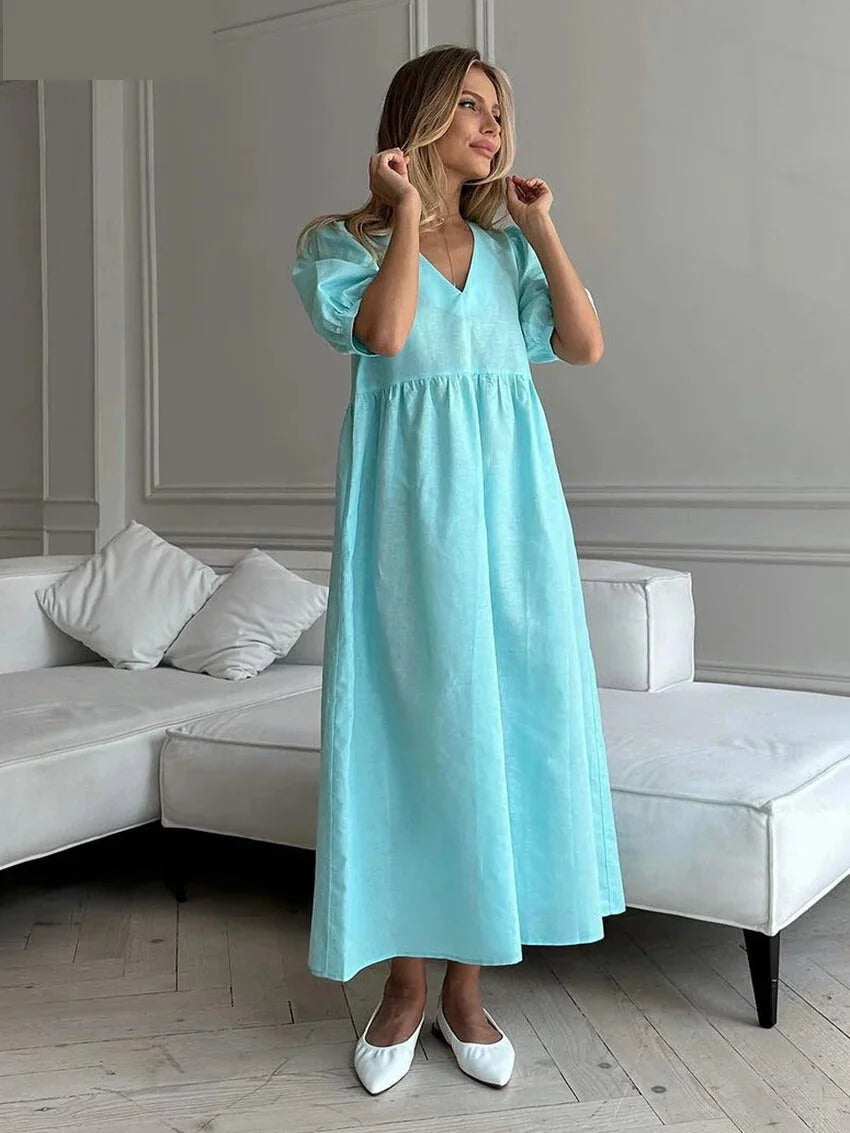 Summer Dresses- Summer Breeze Cotton Midi Dress- - Chuzko Women Clothing