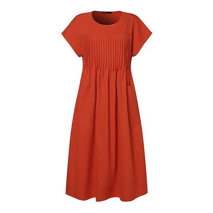 Summer Solid A-Line Midi Dress for Casual Gatherings