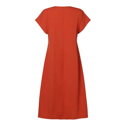 Summer Solid A-Line Midi Dress for Casual Gatherings
