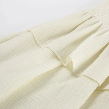 Summer Dresses- Textured Cotton Layered Tube Mini Dress- - Chuzko Women Clothing