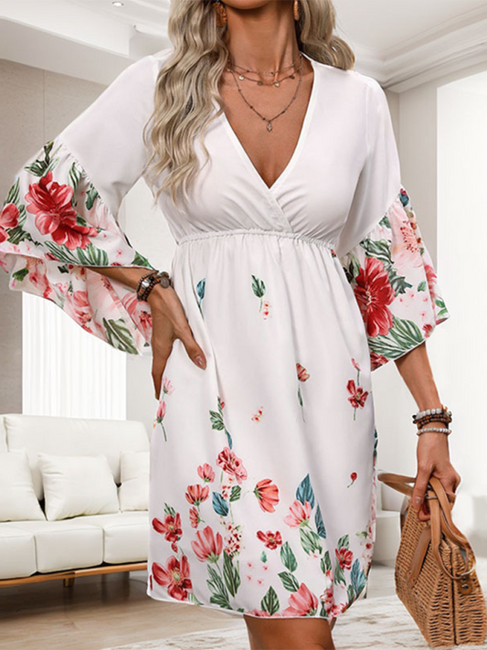 Mini robe trapèze à manches 3/4 pour femme pour les festivités d'été