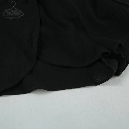 Deux pièces décontractées en coton pour femmes avec chemisier et short noués sur le devant