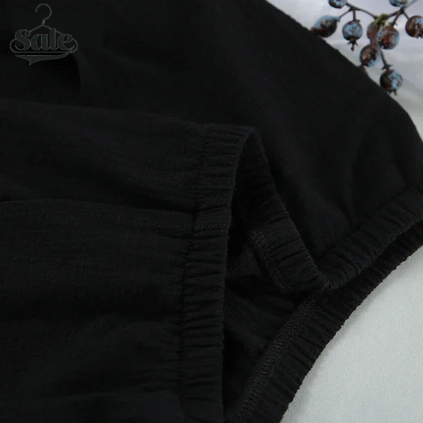 Entspannter Zweiteiler aus Baumwolle für Damen mit Bluse zum Binden vorne und Shorts