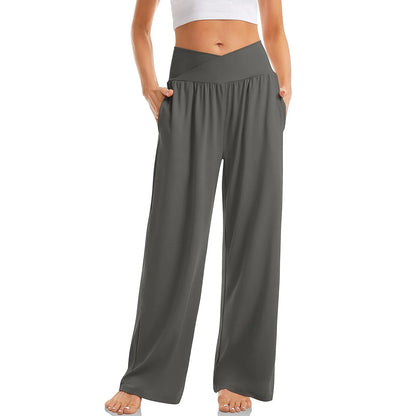 Summer Pants- Essential Casual Wide-Leg Pants for Everyday Comfy- Dark Gray- Chuzko Women Clothing