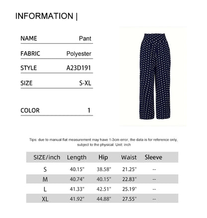 Summer Pants- Polka Dot Wide-Waistband Pants for Women- - Chuzko Women Clothing