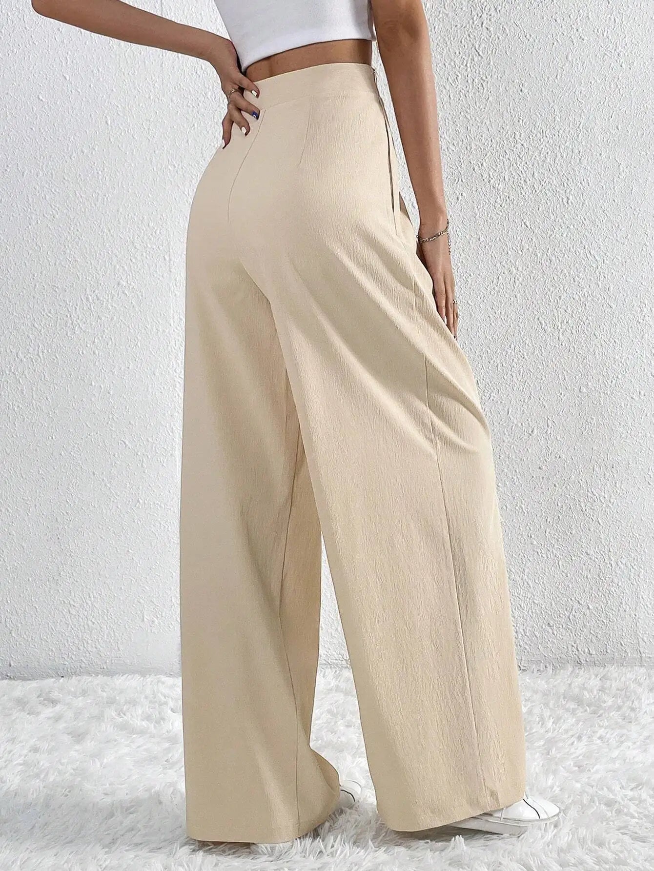 Summer Pants- Women Elegant Pleated Wide-Leg Trousers for Any Season- - Chuzko Women Clothing