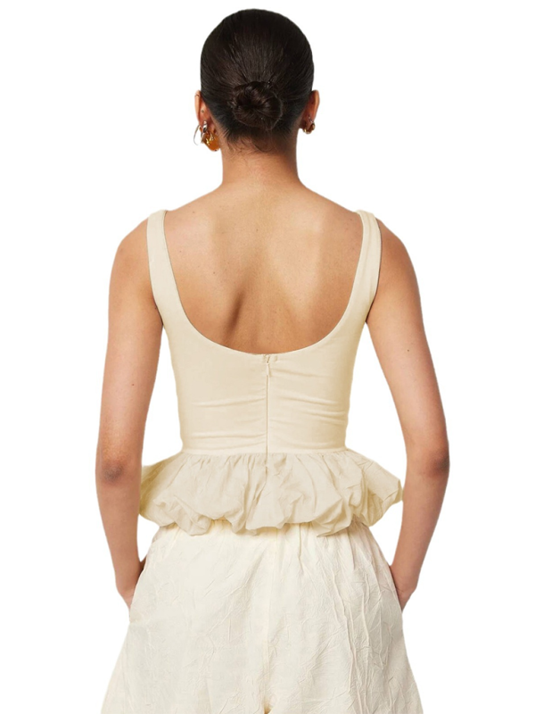 Summer Tops- Fitted Peplum Sleeveless Top for Women- - Chuzko Women Clothing
