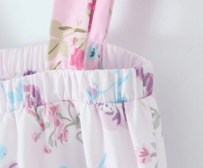 Robe à épaules nouées à imprimé floral pour l'été - Robe d'été caraco à plusieurs niveaux