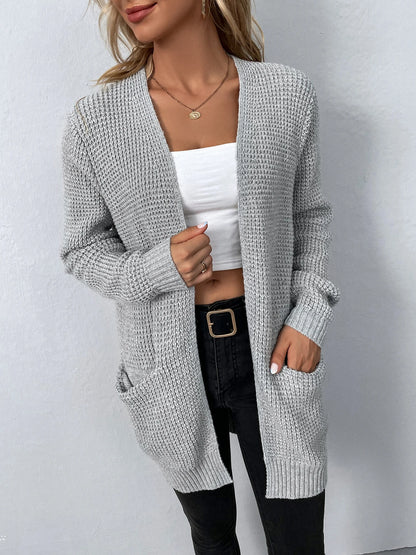 Sweater Cardigans- Layer Up Luxe Knit Cardigan for Casual and Office Wear- - Chuzko Women Clothing