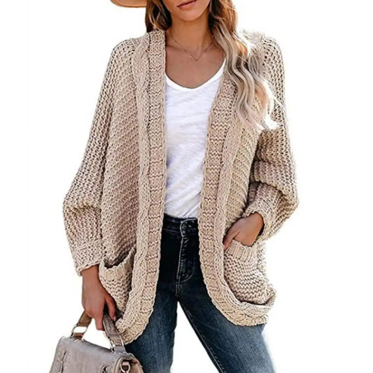 Slouchy Knit Open Front Cardigan for Women