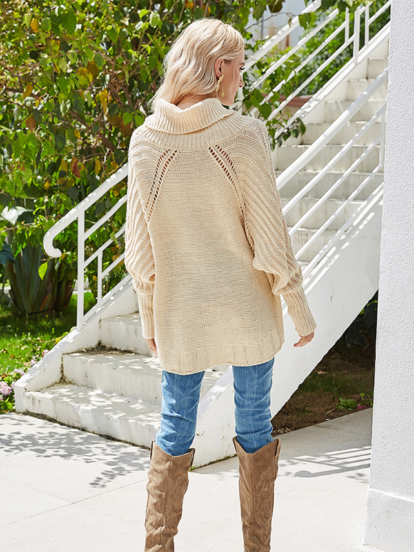 Sweaters- Cozy Fall Women's Cable Knit Slouchy Sweater- - Chuzko Women Clothing