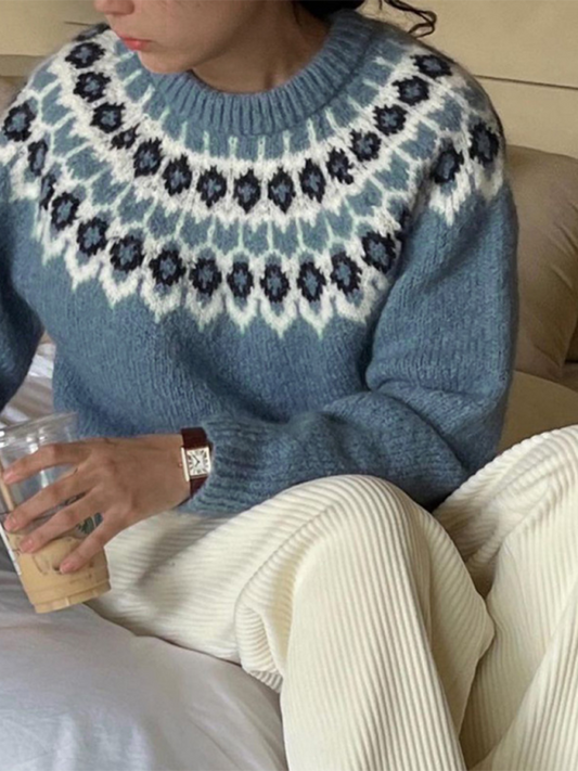 Nordic-Inspired Sweater for Women - Cozy Fair Isle Jumper
