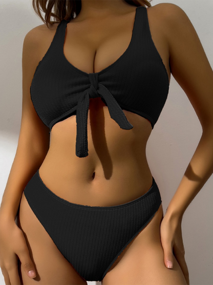 Swimsuits- Women's 2 Piece Mid-Waist Bikini Set for Beach Vacations- - Chuzko Women Clothing