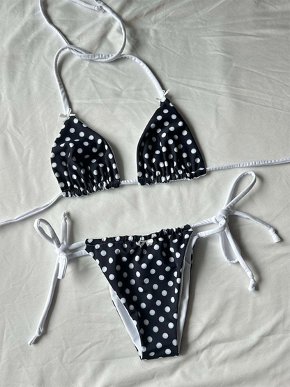 Swimwear- 2-Piece String Bikini Set with Triangle Bra for Beach Vacations- - Chuzko Women Clothing