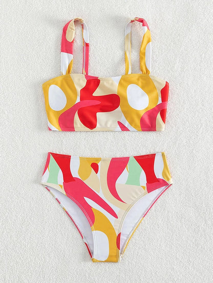Swimwear- Abstract Elegance Bikini 2-Piece Artistic Swimsuit- - Chuzko Women Clothing
