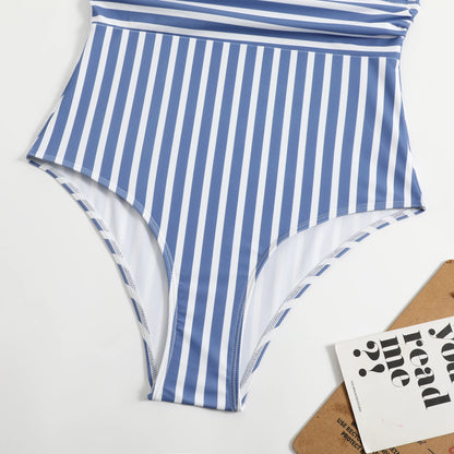 Swimwear- Beach Babe Essential Women's Plunging Striped One Piece Swimwear