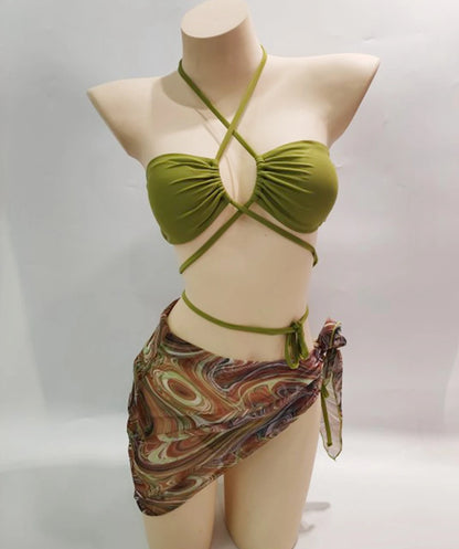 Beach Elegance Bikini 2 pièces avec cache-maillot marbré