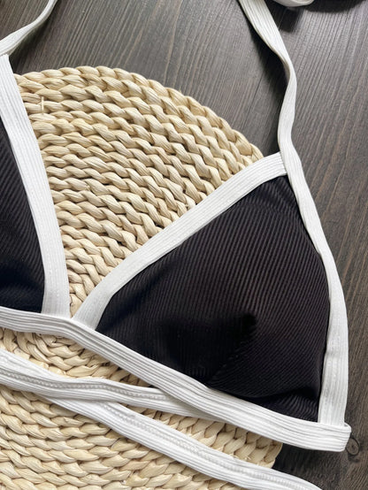Black & White Triangle Bikini Set - Ideal for Summer Adventures