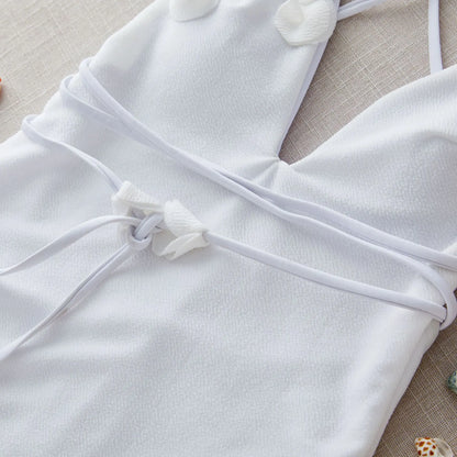 Elegant Floral Appliqué Bikini Set - One-Piece Swimwear Collection