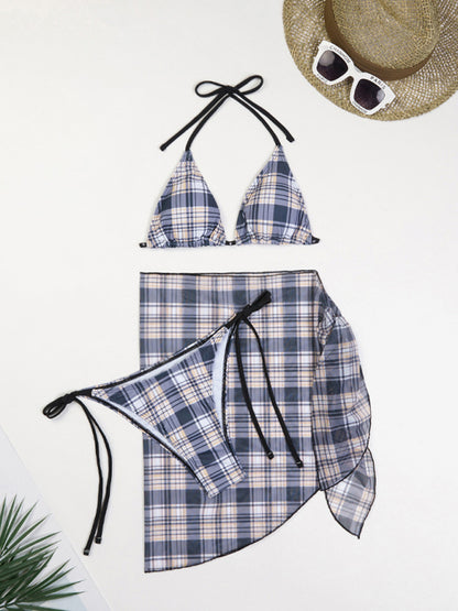 Swimwear- Fruity Print 3-Piece Bikini Set with Matching Cover-Up- - Chuzko Women Clothing