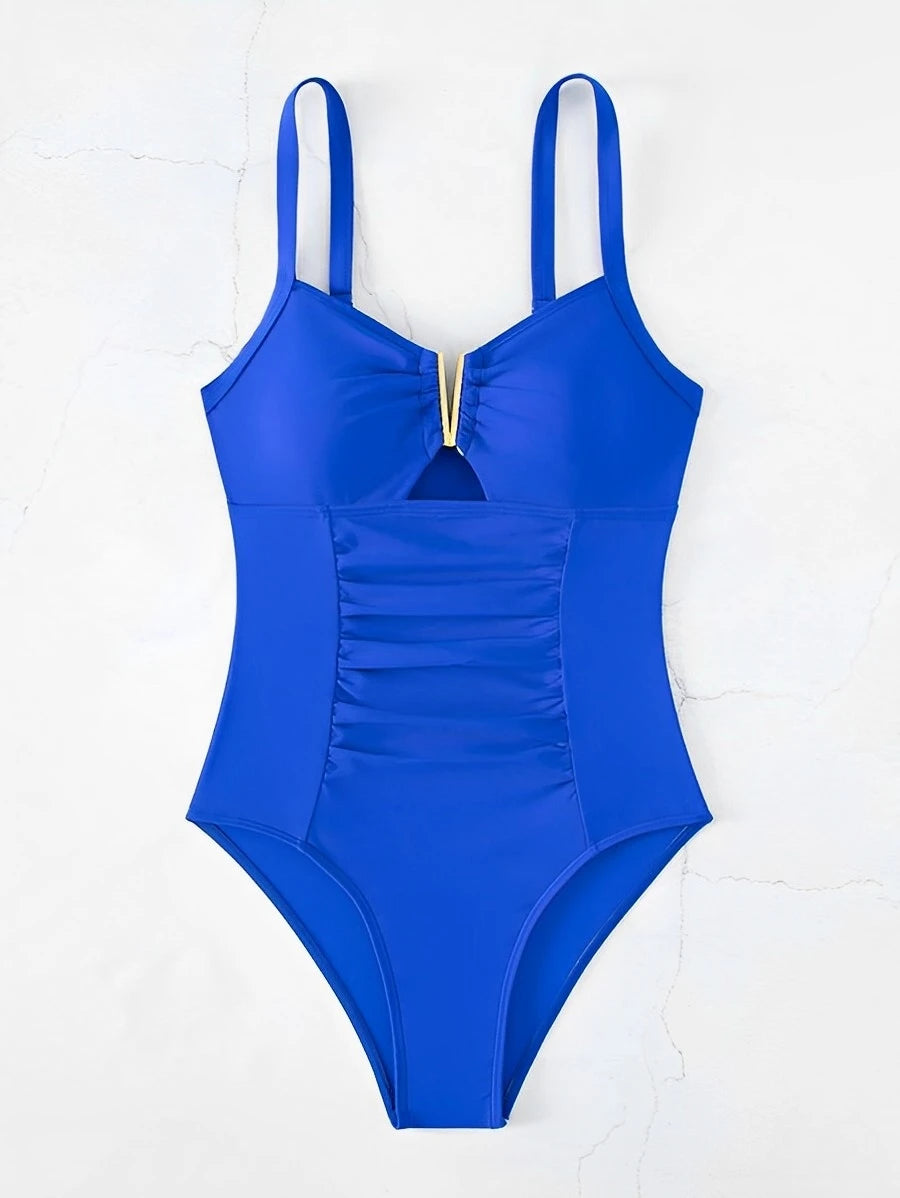 Swimwear- Oceanic Full-Coverage V-Neck Swimwear for Women Who Love Water Sports- - Chuzko Women Clothing