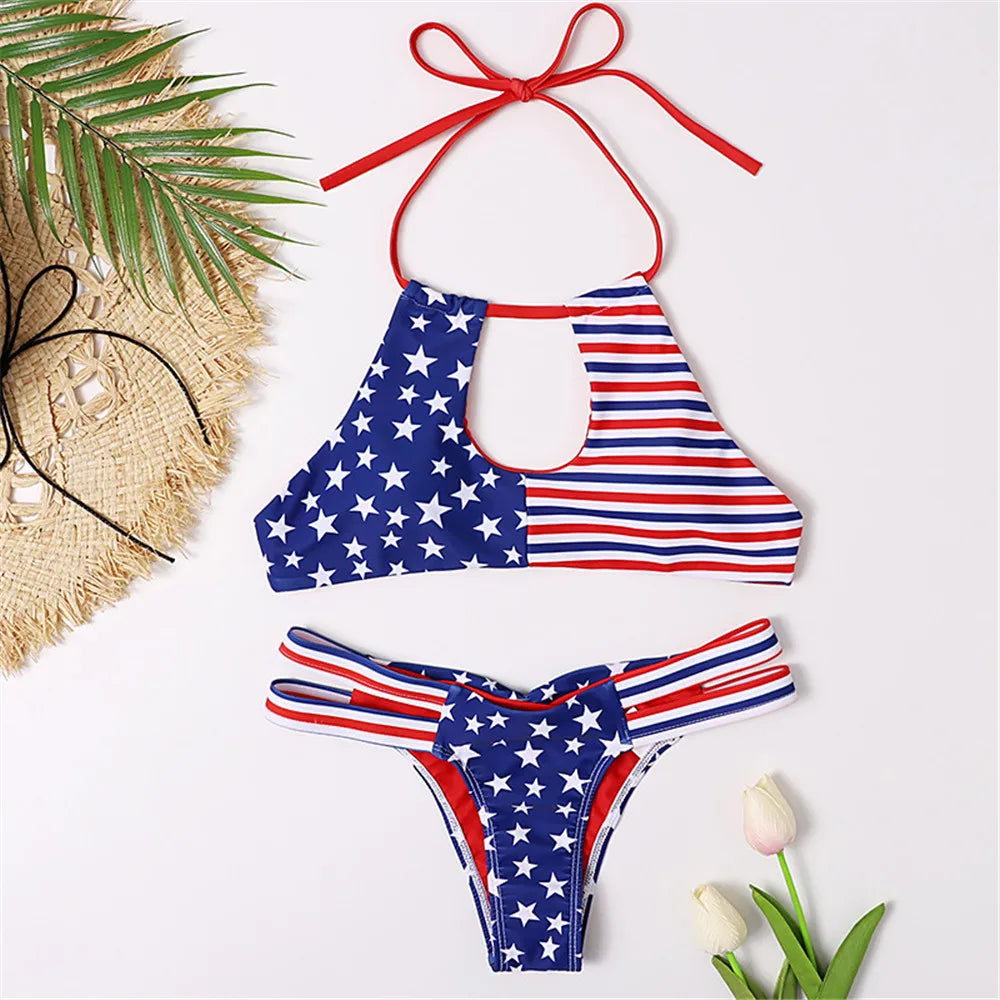 Swimwear- Patriotic Tankini for Independence Day - Tank Top & Bikini- - Chuzko Women Clothing