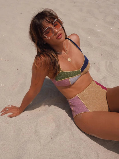 Sparkle 2-teiliges Sand-Bikini-Set mit Sonnenuntergangsglanz