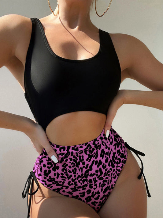 Women's Cutout Animal Print Swimsuit for Pool Parties