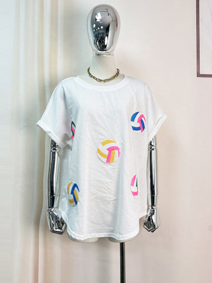 Volleyball Bright Sequined T-Shirt for Casual or Game Day Wear
