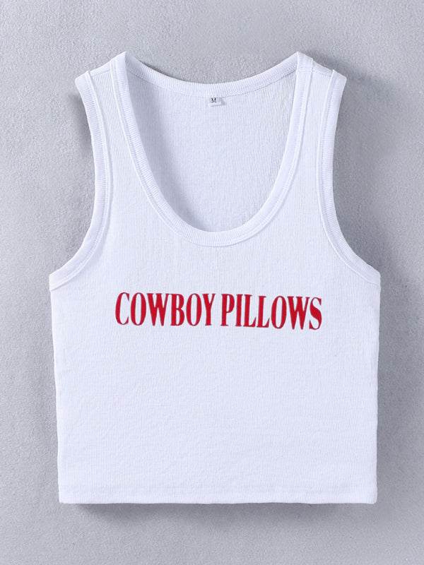 Women's Cowgirl Pillow Print Tank Top in Cotton