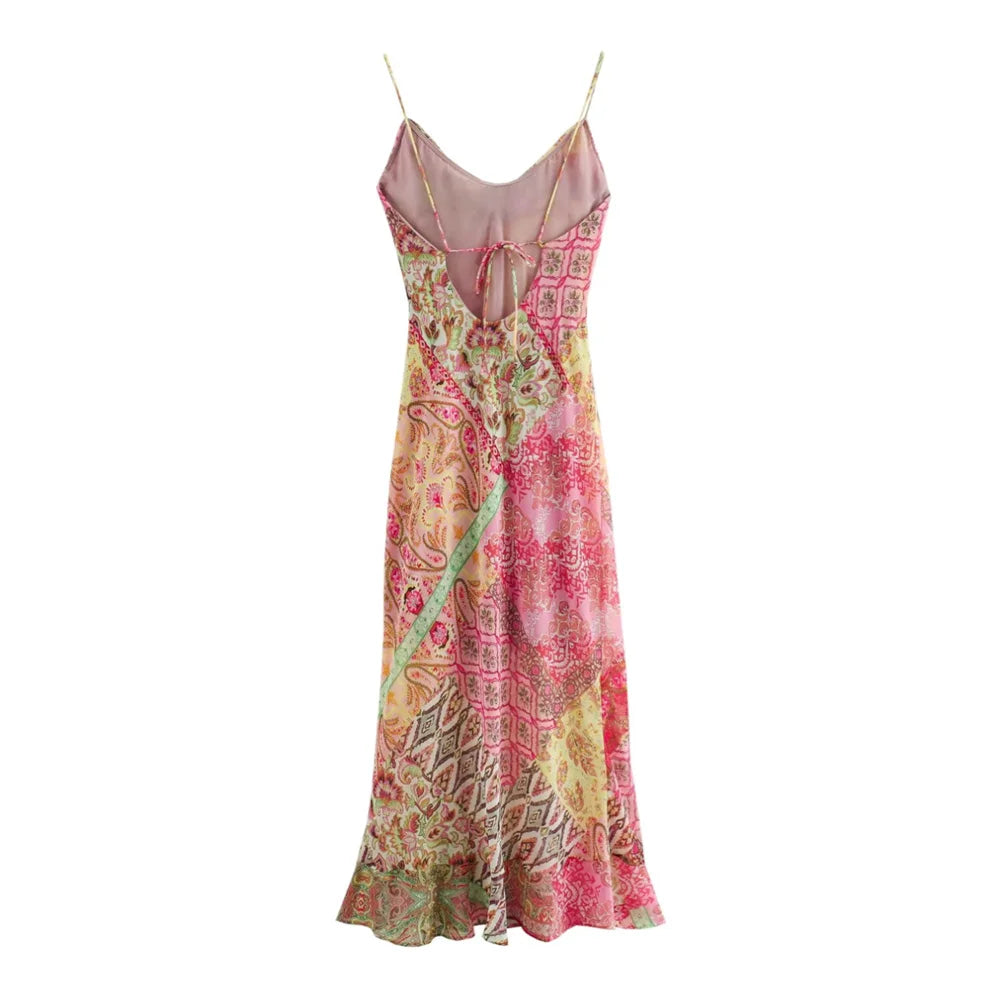 Tea Dresses- Vintage Summer Women's Print Cowl Neck Sheath Dress- - Chuzko Women Clothing