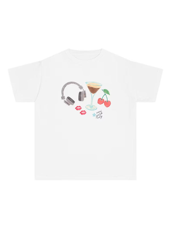 Cherry Damen Kurzarm Sommer T-Shirt aus Baumwollmischung