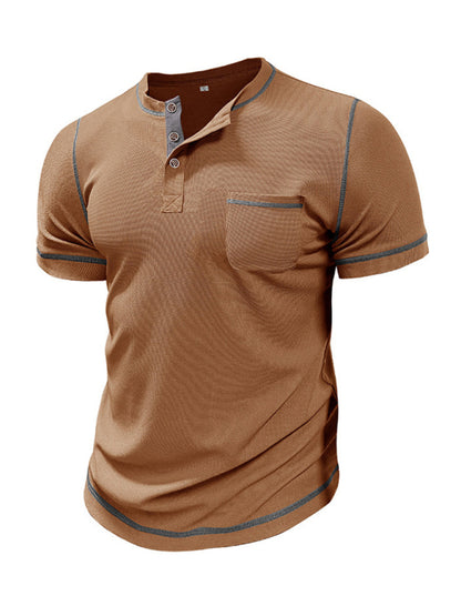 Henley-T-Shirt mit Kontrastbindung für Herren für lässige Dates