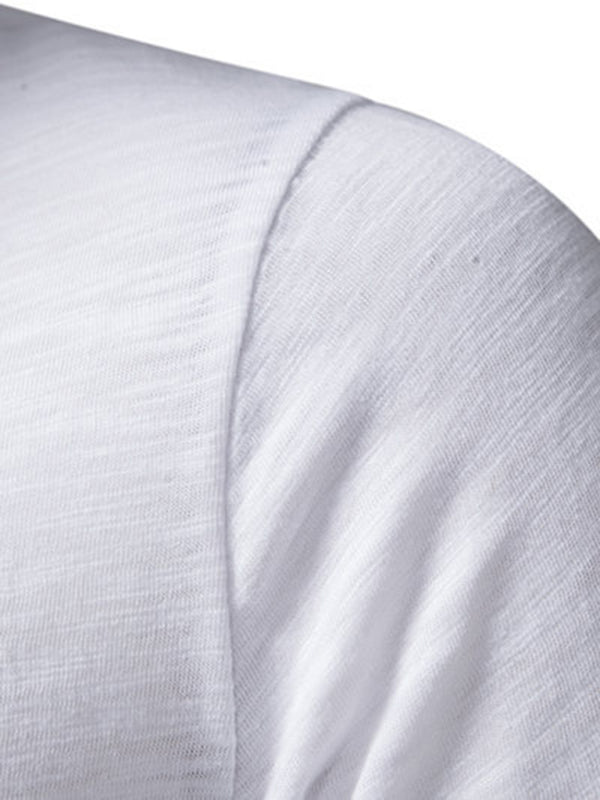 Tees- Men's Short Sleeve Solid Henley T-Shirt- - Chuzko Women Clothing