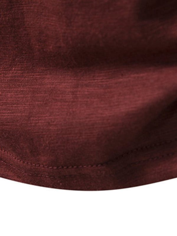Tees- Men's Short Sleeve Solid Henley T-Shirt- - Chuzko Women Clothing