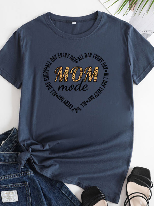 Mom Day Damen Baumwoll-T-Shirt mit kurzen Ärmeln 