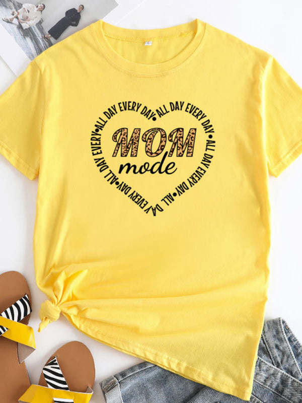 Mom Day Damen Baumwoll-T-Shirt mit kurzen Ärmeln 
