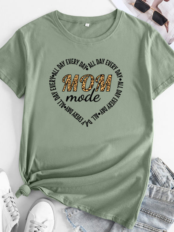 T-shirt en coton à manches courtes pour femmes Mom Day 