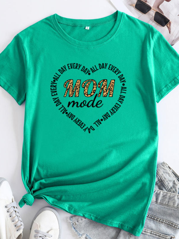 T-shirt en coton à manches courtes pour femmes Mom Day 