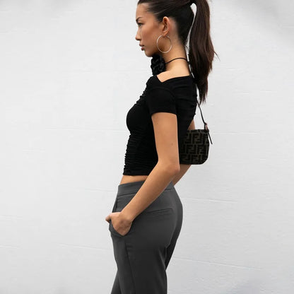 Tees- Women's Slim Fit Off-Shoulder Tee- - Chuzko Women Clothing