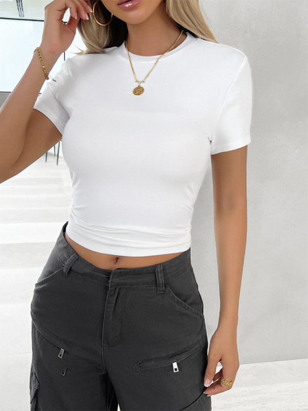 Tees- Women's Solid Crop T-Shirt for Everyday Wear- - Chuzko Women Clothing