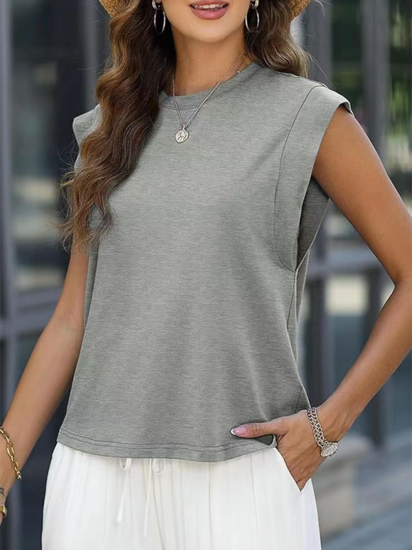 Essential Solid Cap Sleeves Blouse for Women