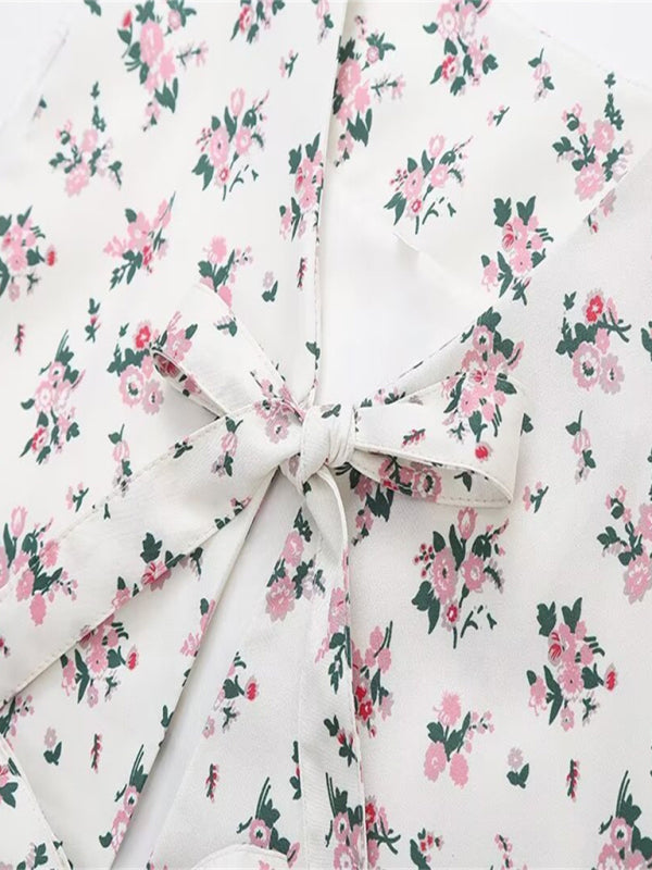 Women's Sleeveless Top Tie-Up Vest in Floral Print