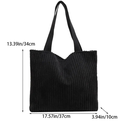 Tote Bags- Corduroy Tote Shoulder Bag for Shopping & Casual Outings- - Chuzko Women Clothing