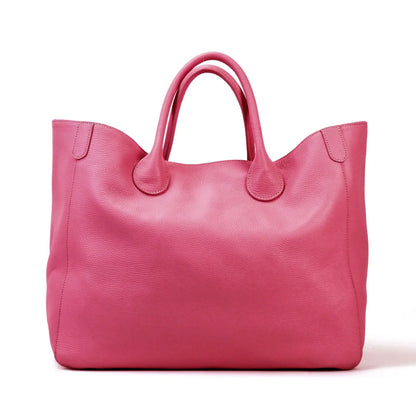 Tote Bags- Large Genuine Leather Shopper Tote Bag- Rose red- Chuzko Women Clothing